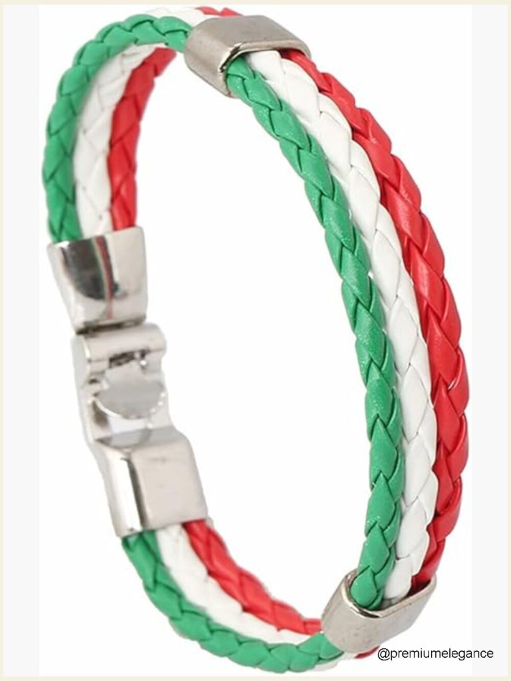 Handwoven Flag Leather Bracelet Wrap Bangle with Alloy Clasp Unisex Wristband